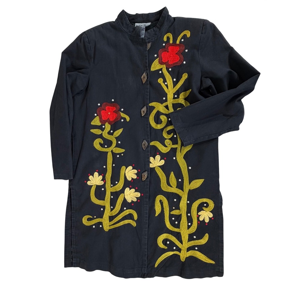 Indigo Moon Jacket Size Medium Button Front Black… - image 7